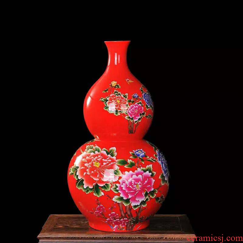 Jingdezhen 63 cm high ceramic porcelain bottle gourd bottle gourd vase peony xiantao gourd porcelain vase