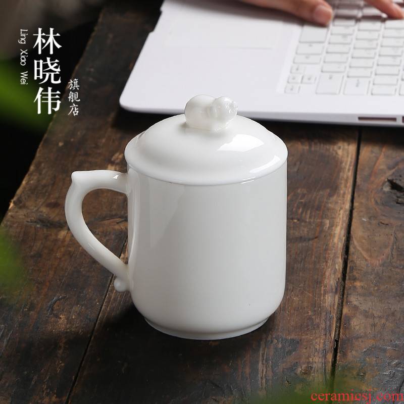 Dehua white porcelain ceramic cup Chinese zodiac office cup suet jade master cup single CPU individual cup in the meeting room