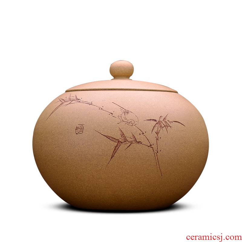 Shadow at yixing purple sand tea pot is carved painting HZ medium bucket of pu - erh tea and tea storage tanks