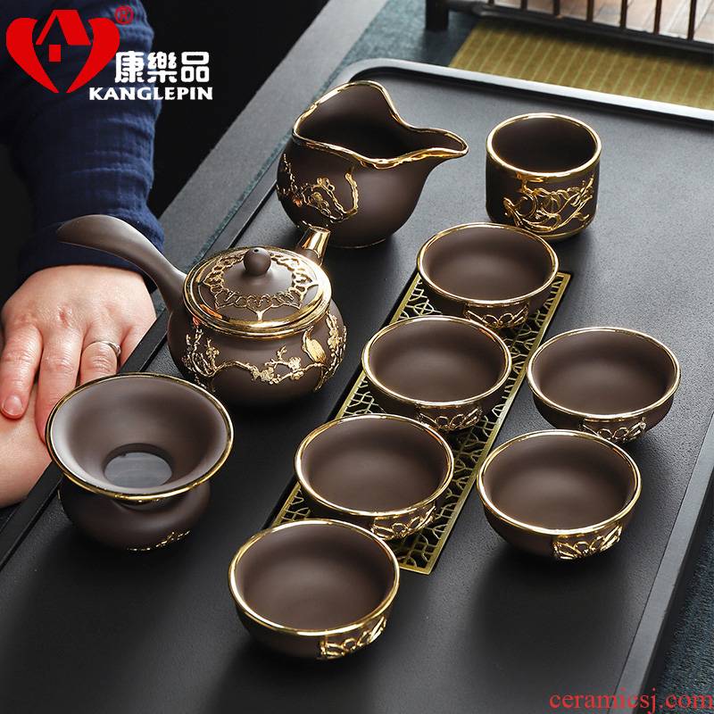 Recreational product side teapot kung fu tea sets suit violet arenaceous an inset jades ceramic cups household masters cup 11