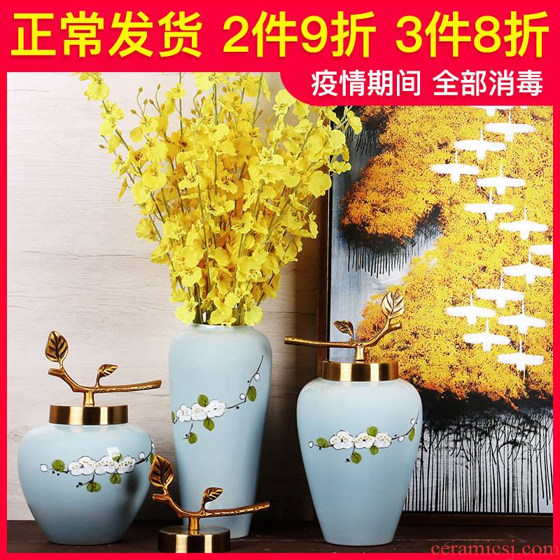 Jingdezhen ceramics vase furnishing articles suit creative manual Chinese dried flowers flower arrangement sitting room European arts and crafts