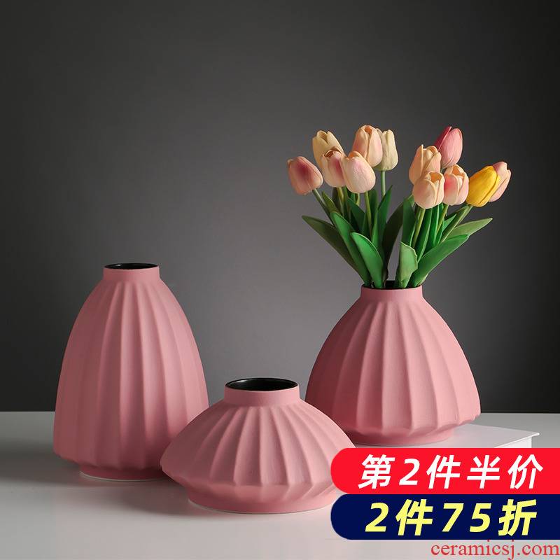 Floret bottle ceramic creative Nordic dry flower arranging flowers light key-2 luxury home furnishing articles contracted and I living room table decorations