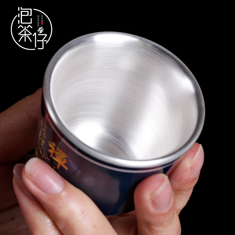 Tea seed kung fu Tea zen tasted silver gilding masters cup ceramic cups, small single sample Tea cup set silver Tea light
