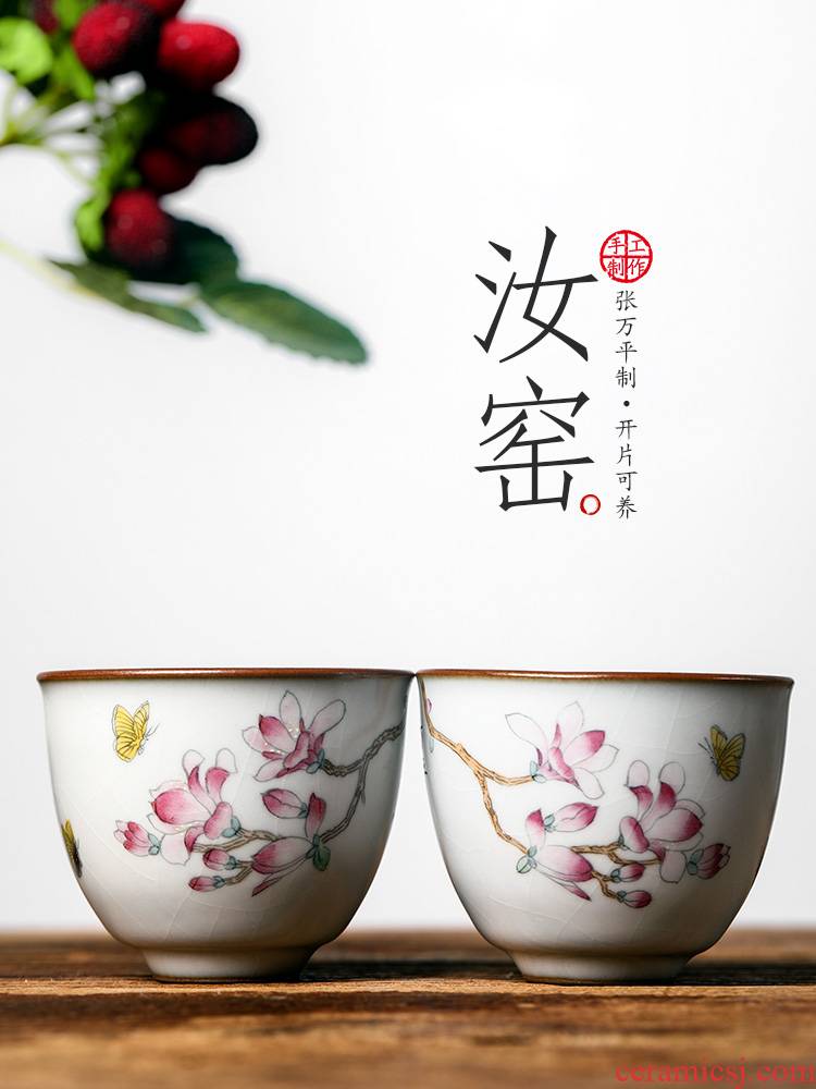 Jingdezhen kung fu tea masters cup your up hand - made yulan double butterfly ceramic sample tea cup pure manual single cup of tea