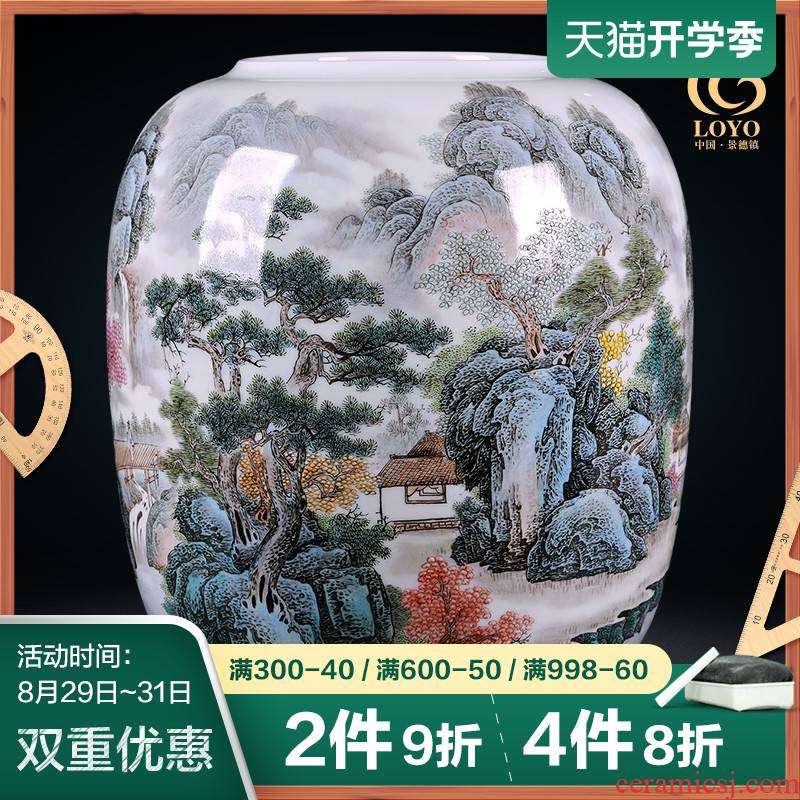 Jingdezhen ceramics vase famous hand - made pastel riverside fishing Chinese style porch TV ark adornment furnishing articles
