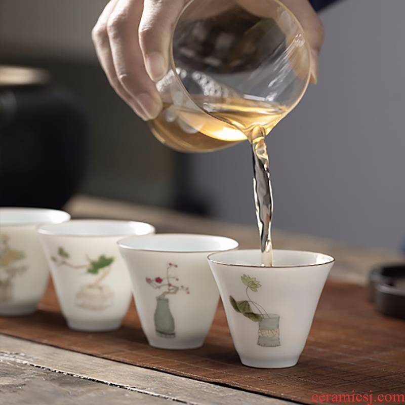 The Master cup single CPU jingdezhen hand - made ceramic tea sample tea cup single small white porcelain cups, kung fu tea set