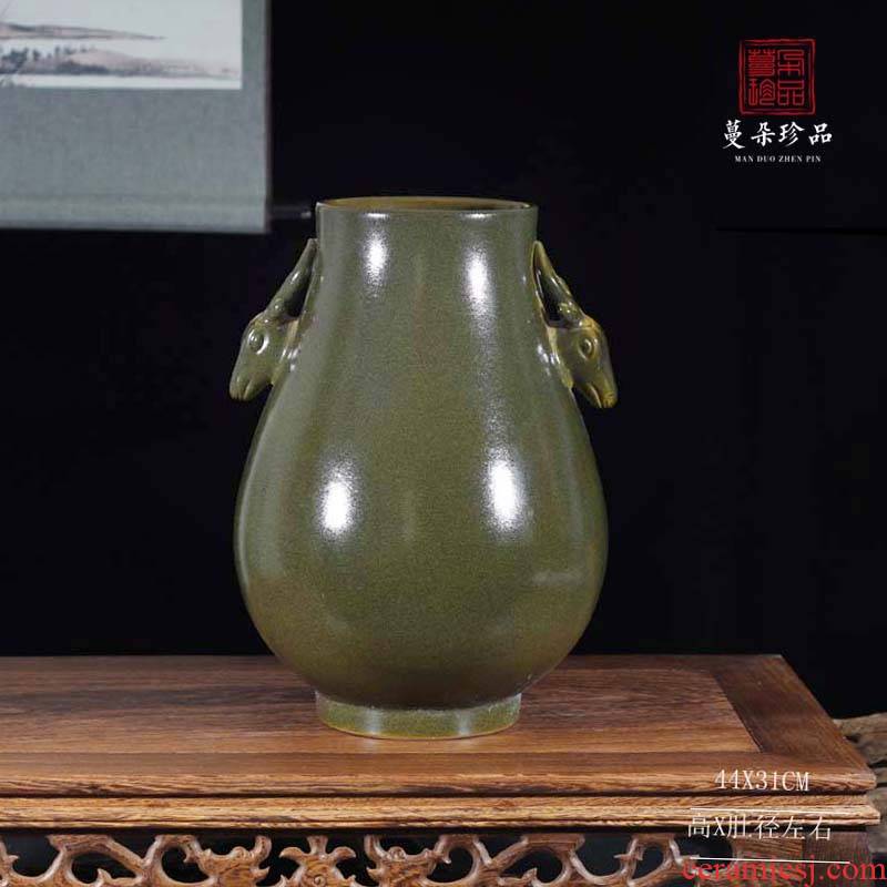 Jingdezhen tea at the end of the deer head display vase classical ancient ancient sweet patina mesa mesa vase