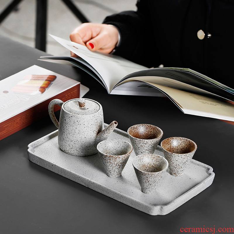 Travel kung fu tea sets, small portable Japanese a pot of four cups of black box of household ceramic teapot teacup