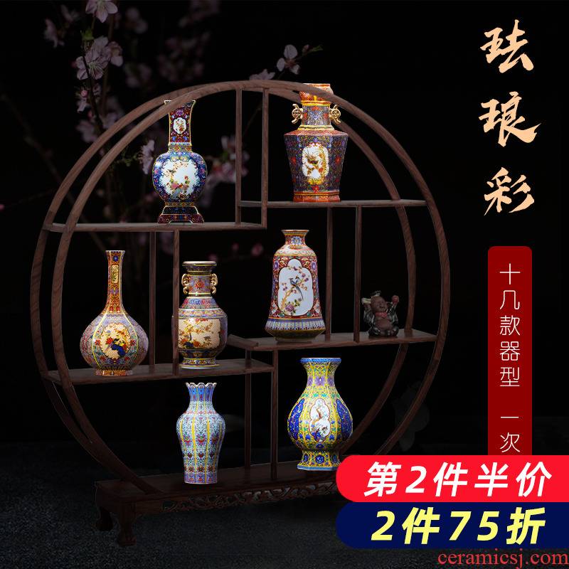 Jingdezhen ceramic vases, antique colored enamel porcelain vases, creative new Chinese style household adornment flower arranging furnishing articles