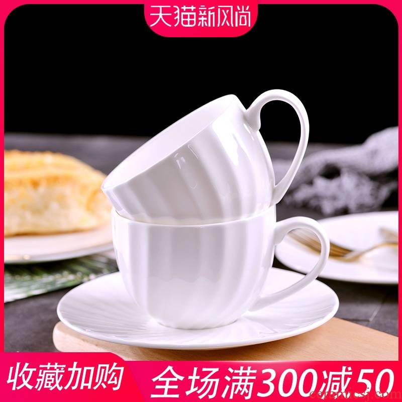 Jingdezhen ceramic coffee cups and saucers ceramic coffee cup European afternoon tea cup white creative keller