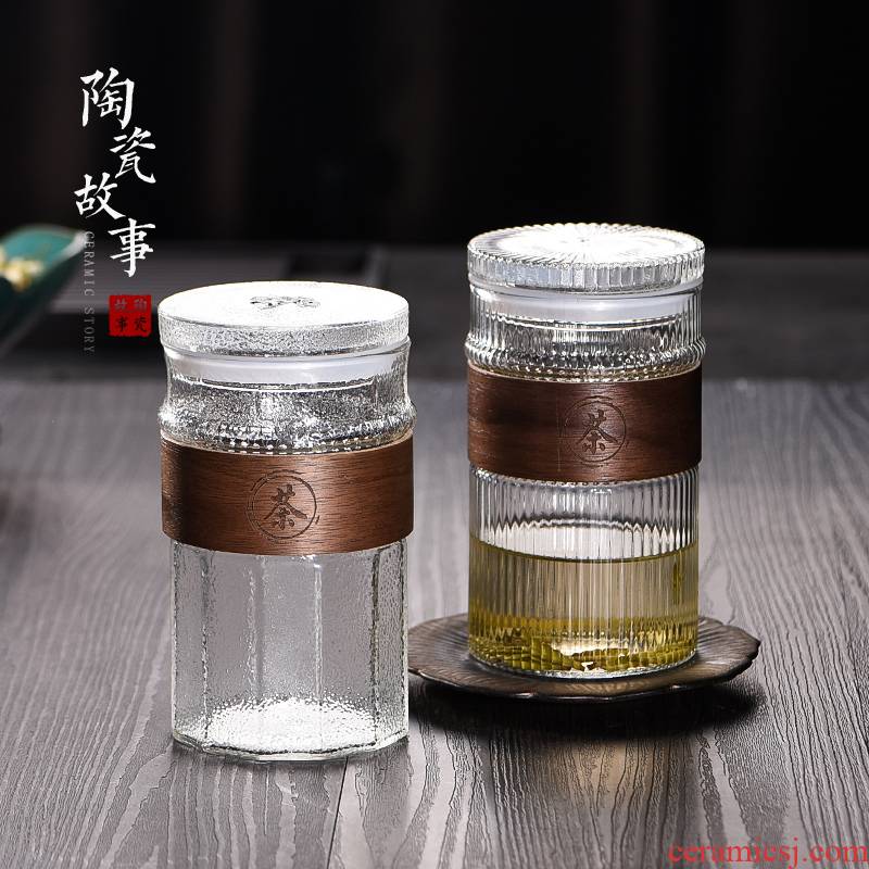 Ceramic separation story glass cup tea cups of tea cup stainless steel filter crescent cups of green tea a cup of water