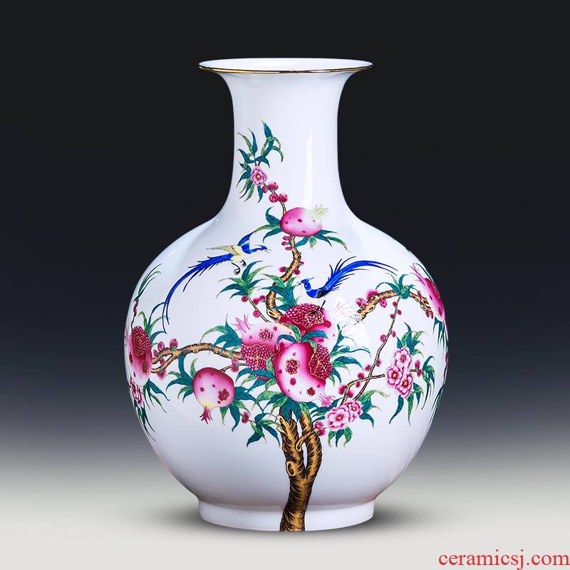 Jingdezhen ceramics powder enamel thin foetus vase sitting room of Chinese style household porcelain of TV ark, flower adornment furnishing articles