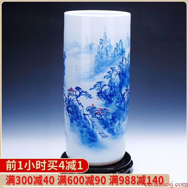 210 hand - made scenery quiver jingdezhen ceramics painting and calligraphy calligraphy and painting scroll painting cylinder cylinder tube umbrella barrel of large vase