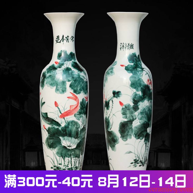 Jingdezhen ceramics landing large vases, hand - made lotus years sitting room adornment is placed more household for the opening