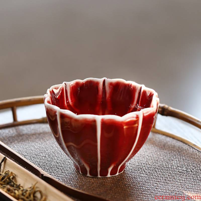 Undressed ore ruby red glaze jingdezhen ceramic cups kung fu tea tea, pure manual single cup sample tea cup master CPU