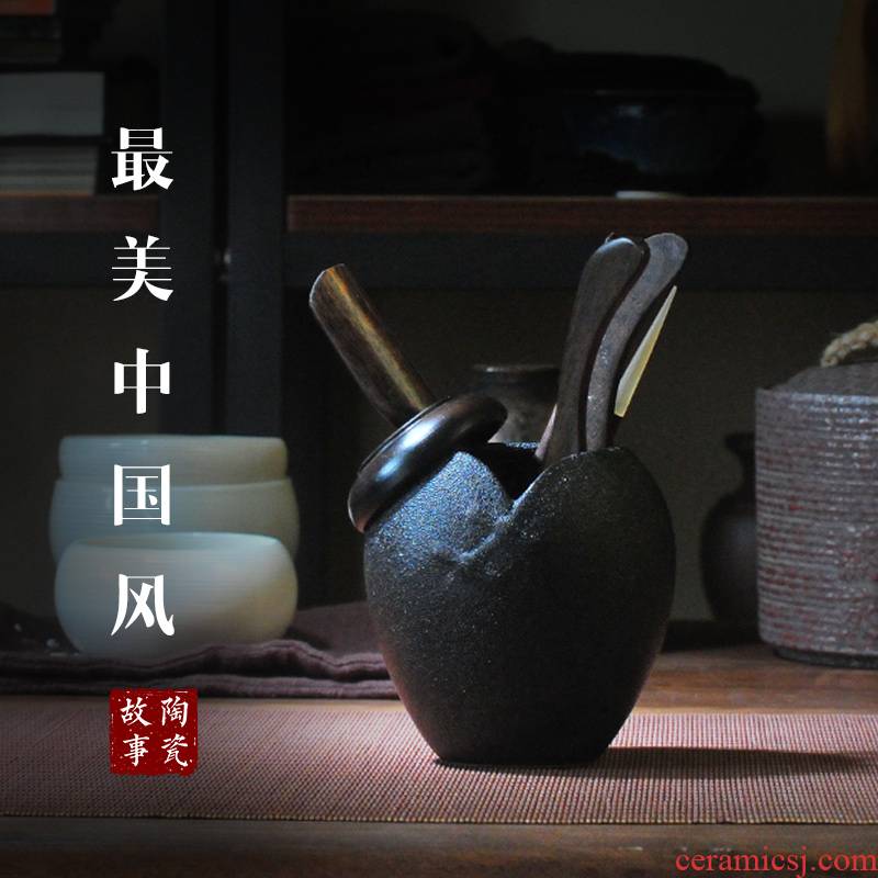 Ceramic story ebony wood make tea tea six gentleman 's kit 6 gentleman of household utensils accessories