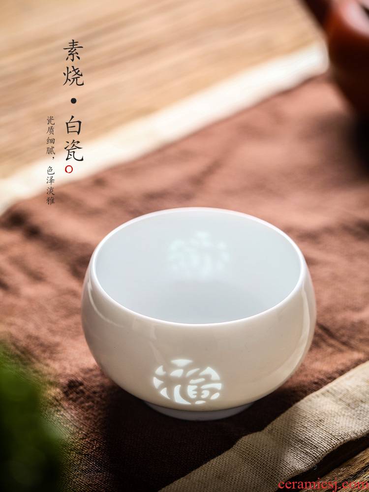 White porcelain sample tea cup kung fu noggin jingdezhen master cup single cup pure manual hail and exquisite ceramic cups of tea