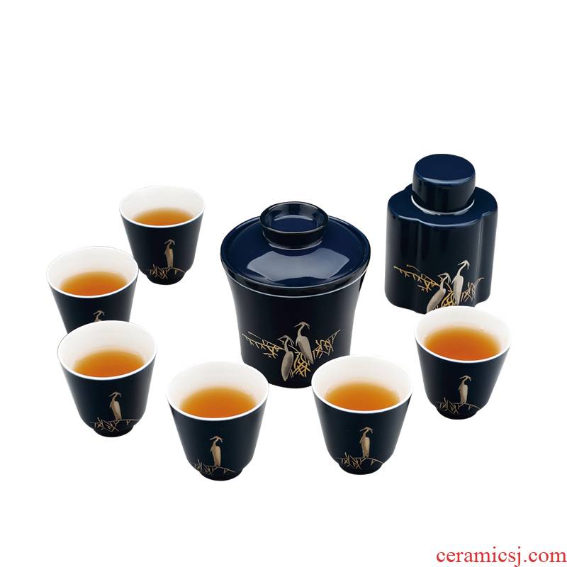 A clearance hongying tureen tea set tea pot of blue and white porcelain cup tureen