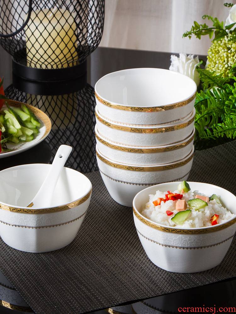 Jingdezhen ceramic bowl with the packed 10 dishes suit European creative contracted ipads porcelain tableware to eat rice bowls