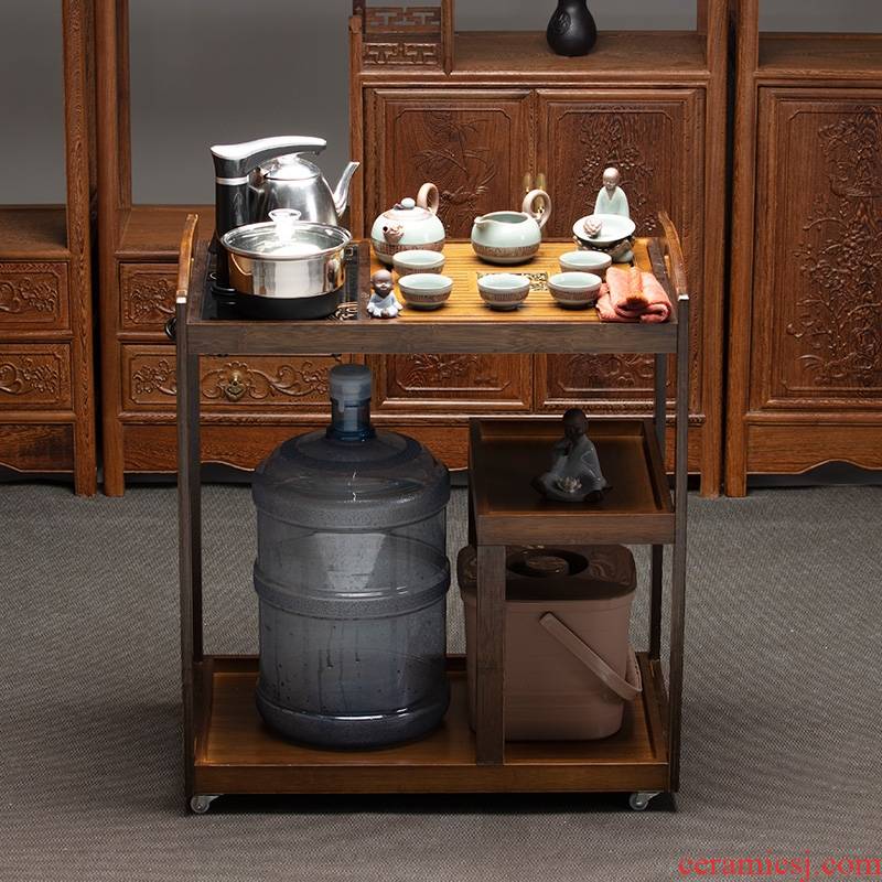 Kung fu tea tea mobile car suits for domestic tea tray tea taking automatic office ceramic cups