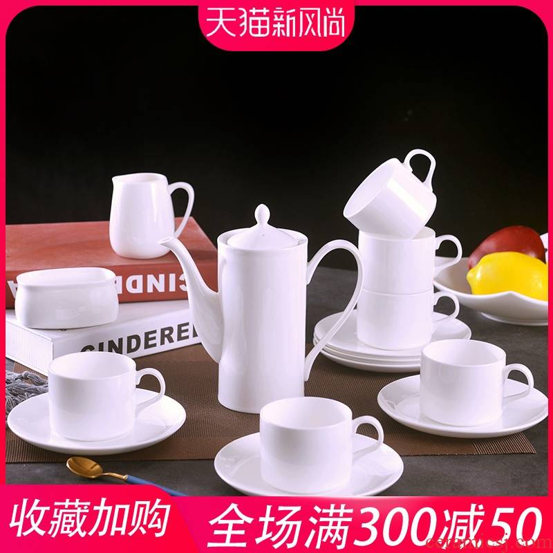 Pure white ipads porcelain jingdezhen 15 head coffee set small European - style key-2 luxury home creative ceramic coffee cups and saucers suit