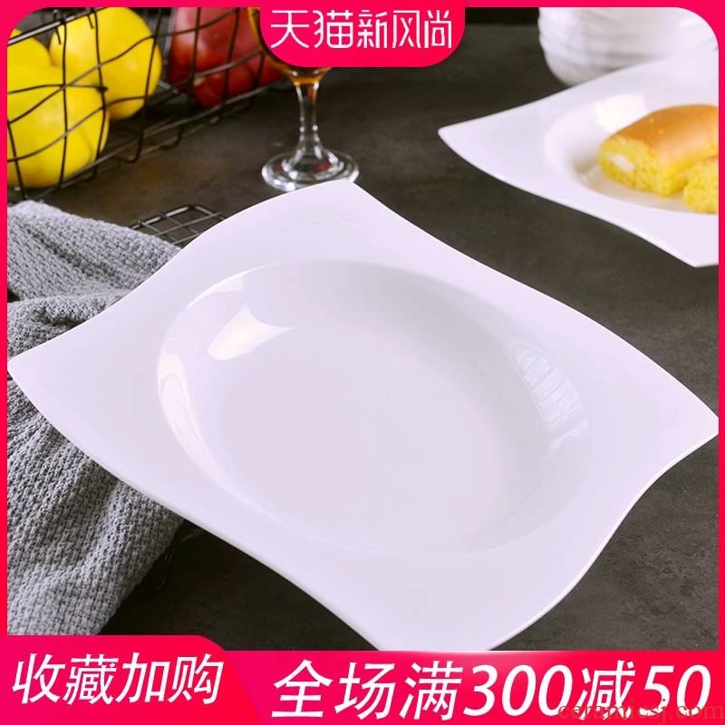Pure white 9 - inch kunlun LIDS, jingdezhen home plate ipads porcelain tableware dishes European - style originality deep dish soup