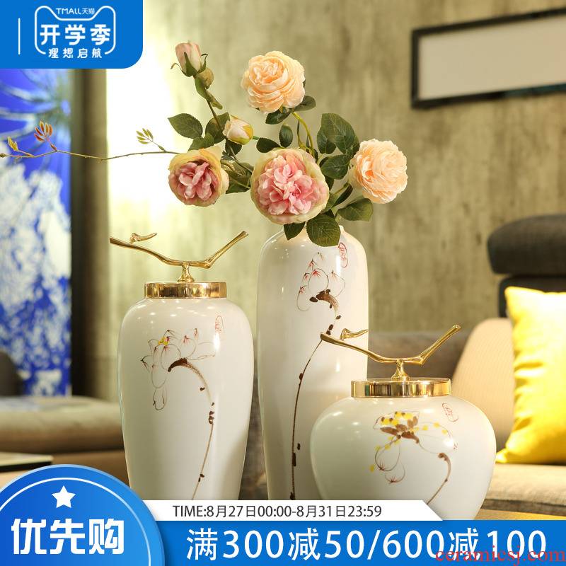 Modern European ceramic vase furnishing articles table light sitting room key-2 luxury small pure and fresh and home decoration flower arranging bottles adornment