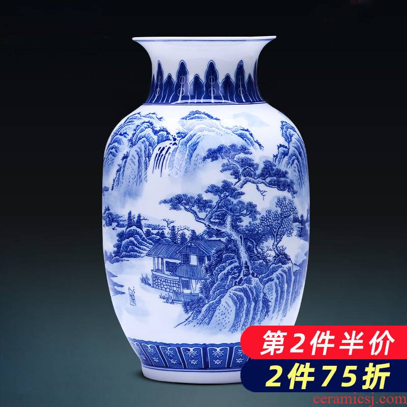Jingdezhen porcelain ceramic thin body of blue and white porcelain vases, flower arrangement sitting room porch place, a new Chinese style household ornaments