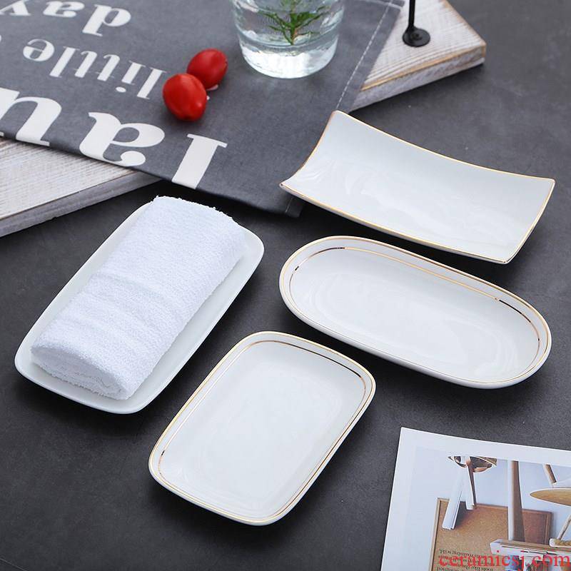 View the best small fruit dish towel tray was European - style hotel towel dish dishes steamed vermicelli roll plate disc ceramic disc