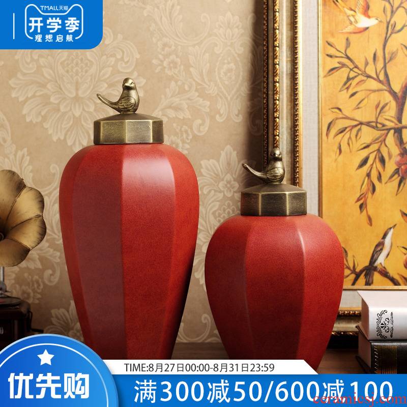 European modern ceramic example room TV ark, wine storage tank vase in the sitting room porch soft adornment is placed