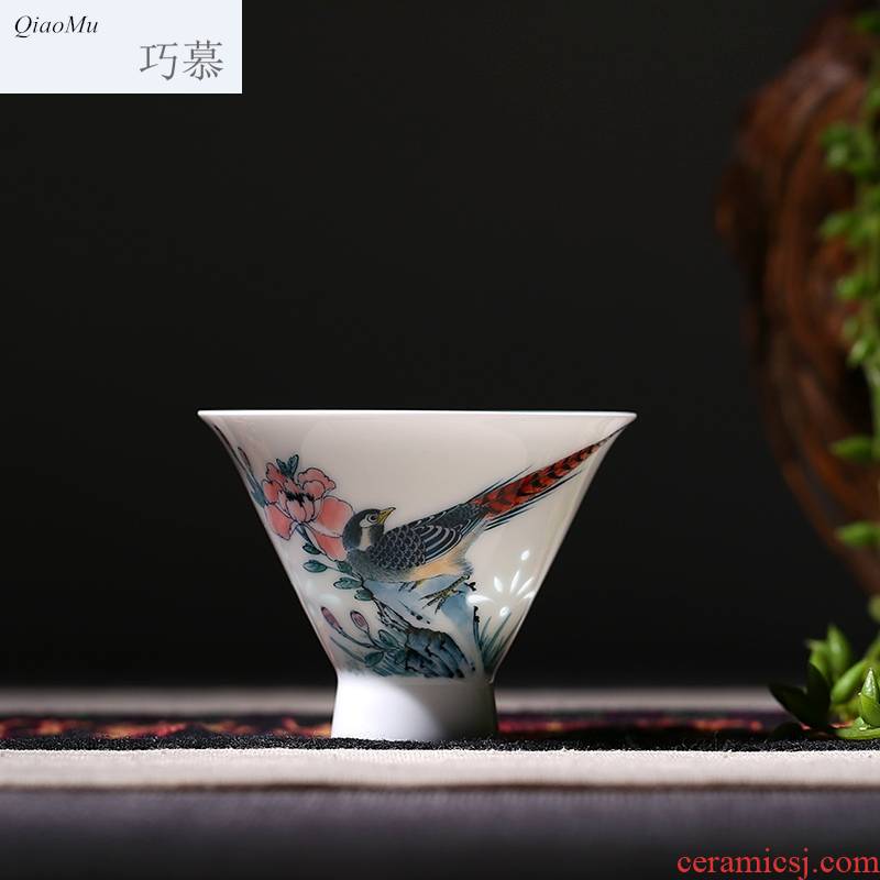 Qiao mu hand - made pastel sample tea cup jingdezhen ceramic cups beautiful celadon red kung fu tea cups of tea