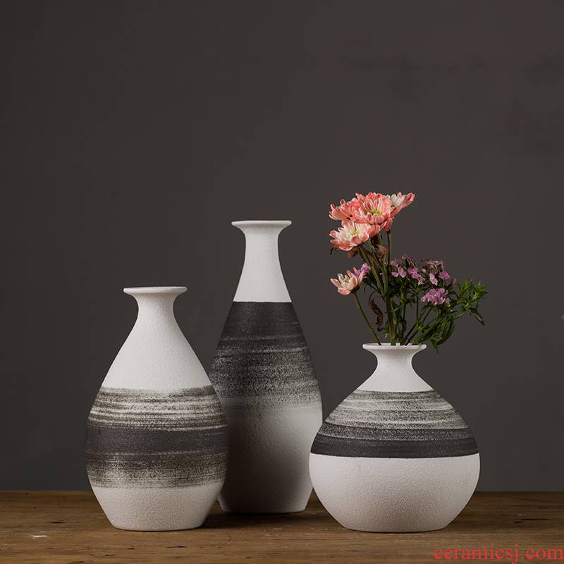 Jingdezhen ceramic furnishing articles flower arranging device of modern Chinese style is contracted sitting room TV ark, ink lines household decorative vase