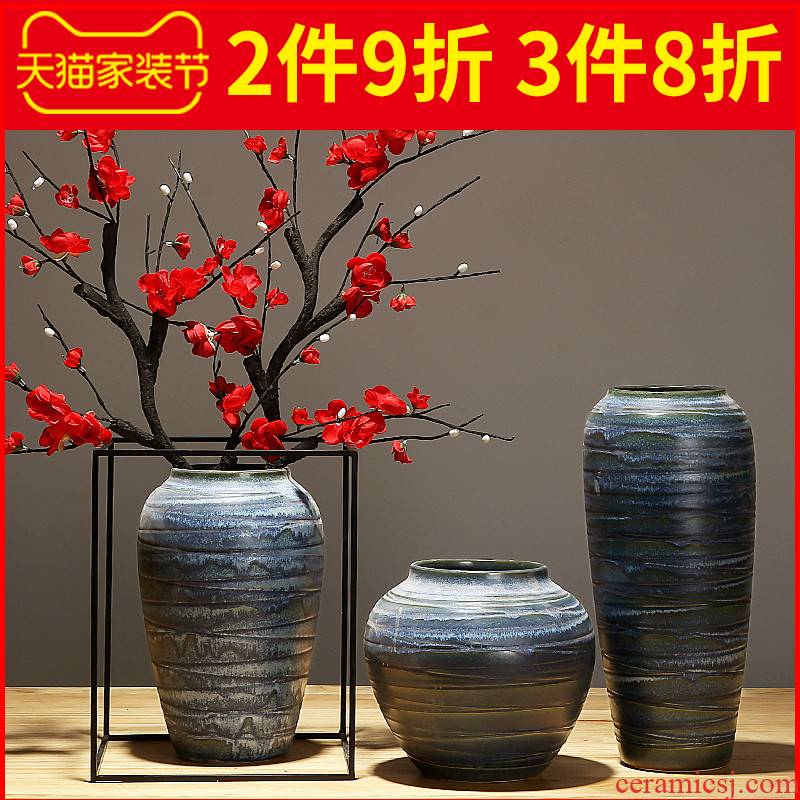 New Chinese style porch jingdezhen ceramics vase simulation table flower arranging dried flower adornment contracted home furnishing articles