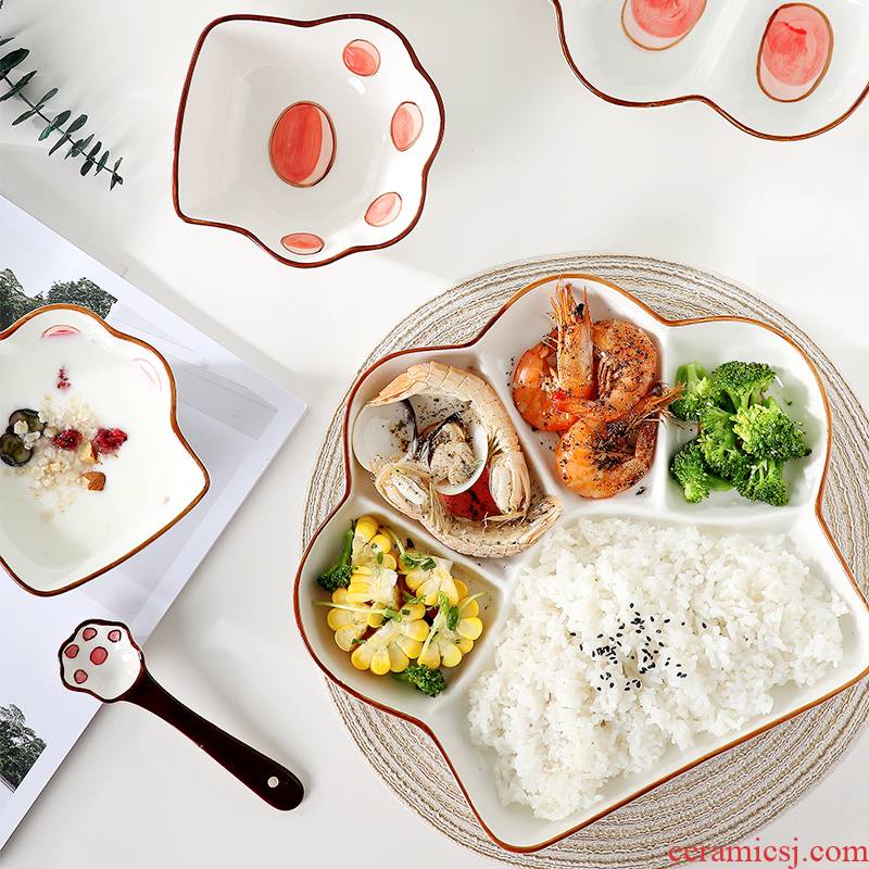 Japanese ceramic household dinning plate of children 's creative cartoon breakfast food dish bowl, lovely space frame plate