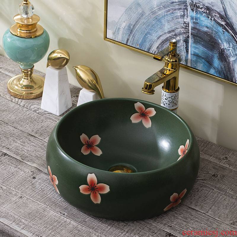 Art on the stage basin sink toilet contracted basin faucet restoring ancient ways suit household ceramic wash basin