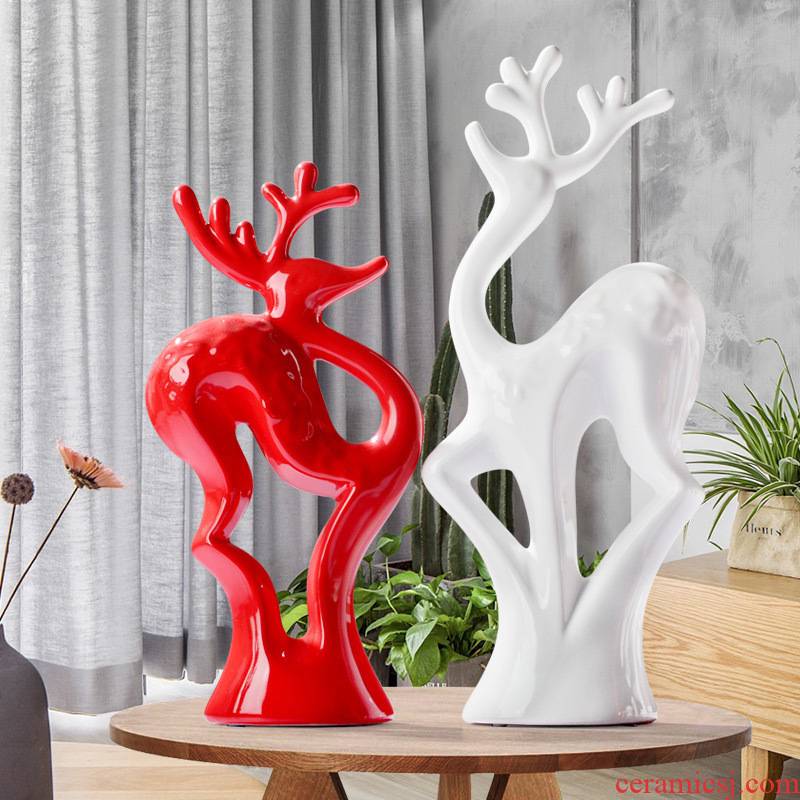Constant porcelain beauty home wine rack porch sitting room the bedroom adornment red and white spotted deer ceramic home furnishing articles