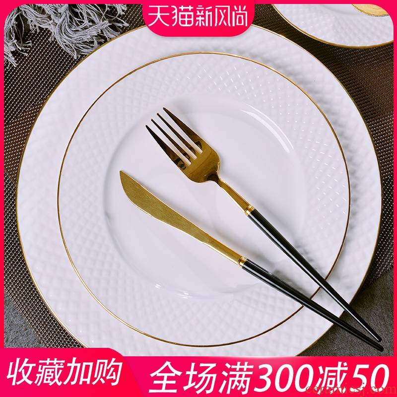Steak dishes suit creative west European up phnom penh home ipads China plates plate round ceramic dish meals