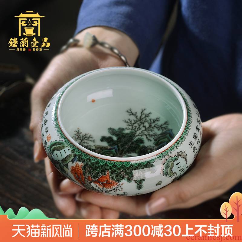 Jingdezhen ceramic hand - made ancient color huxi all three primer tea wash to wash water jar kung fu tea accessories tea taking with zero