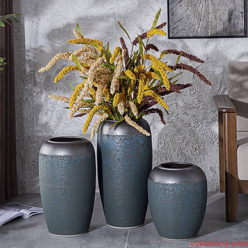New Chinese style ceramic sitting room place flower arranging European - style wedding gift aqua blue American home decoration vase
