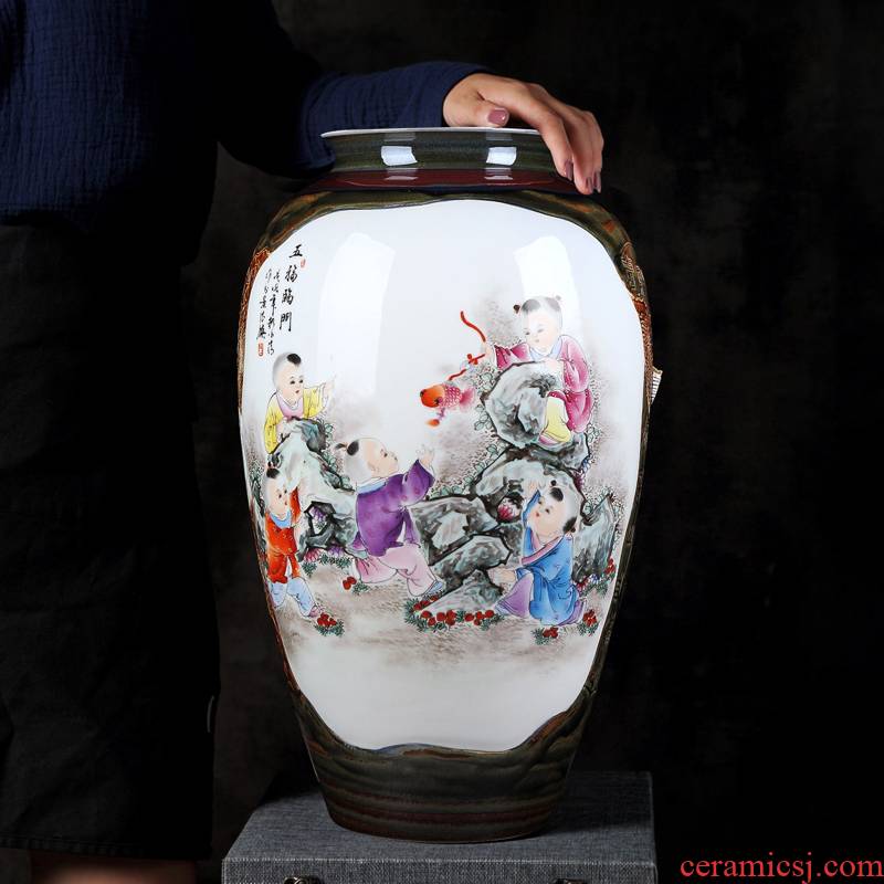 Jingdezhen hand - made archaize ceramic vase home sitting room adornment is placed manually famille rose porcelain arts and crafts