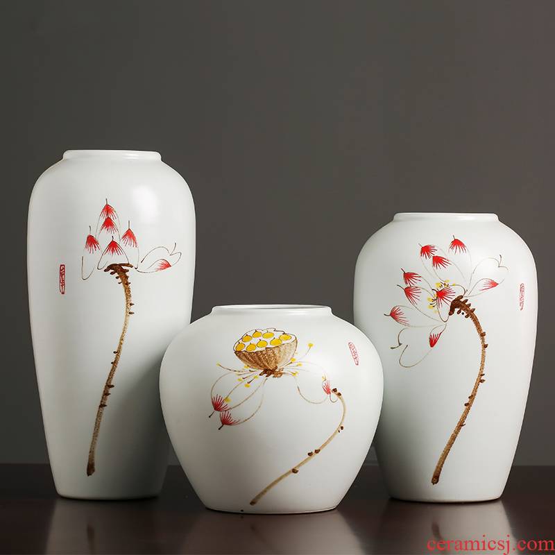 Jingdezhen ceramics hand - made vases, I and contracted sitting room of Chinese style household flower arranging TV ark adornment furnishing articles