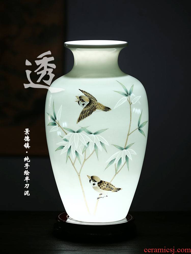 Jingdezhen ceramics hand - made thin foetus carving knife clay and exquisite vase Chinese flower arranging sitting room adornment is placed