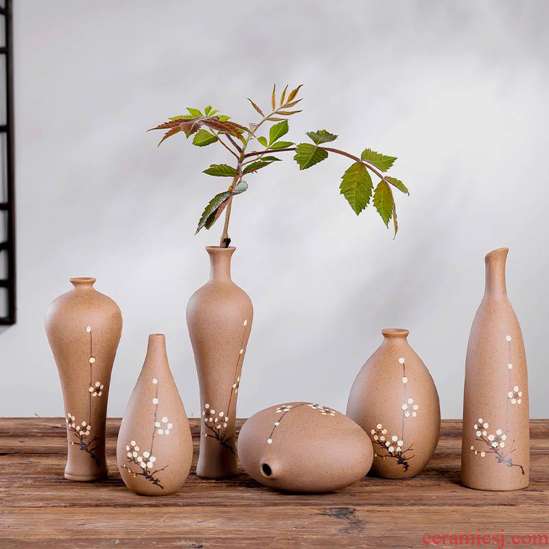 Ceramic zen floret bottle tea house furnishing articles of new Chinese style restoring ancient ways, billet hand - made flowers, decorative flower tea taking furnishing articles