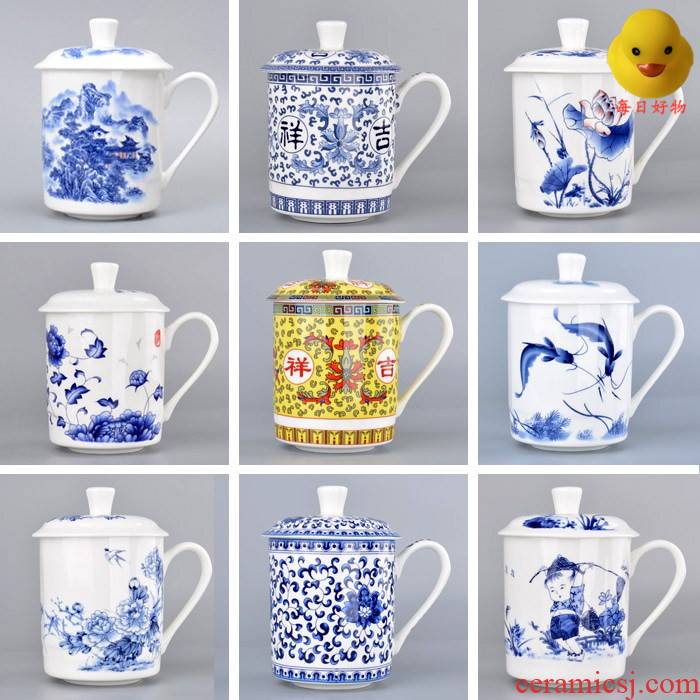 The old man home old elder masters cup blue and white porcelain cup glass ceramic gifts office cup ipads porcelain cup