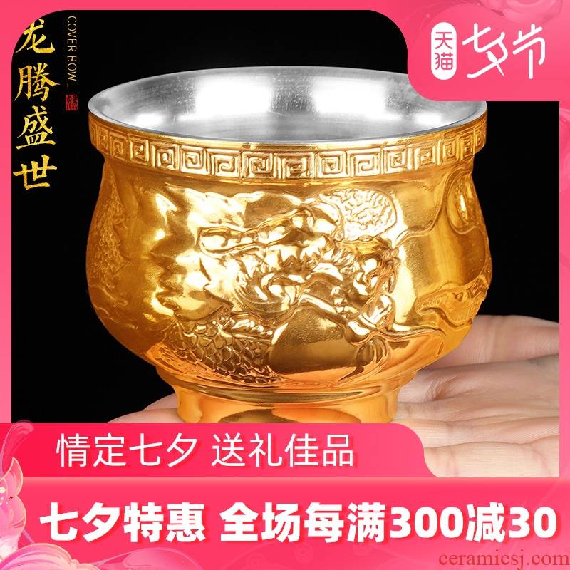 Artisan fairy gold silver kung fu masters cup cup pure checking ceramic cups cup of office tea cup sample tea cup