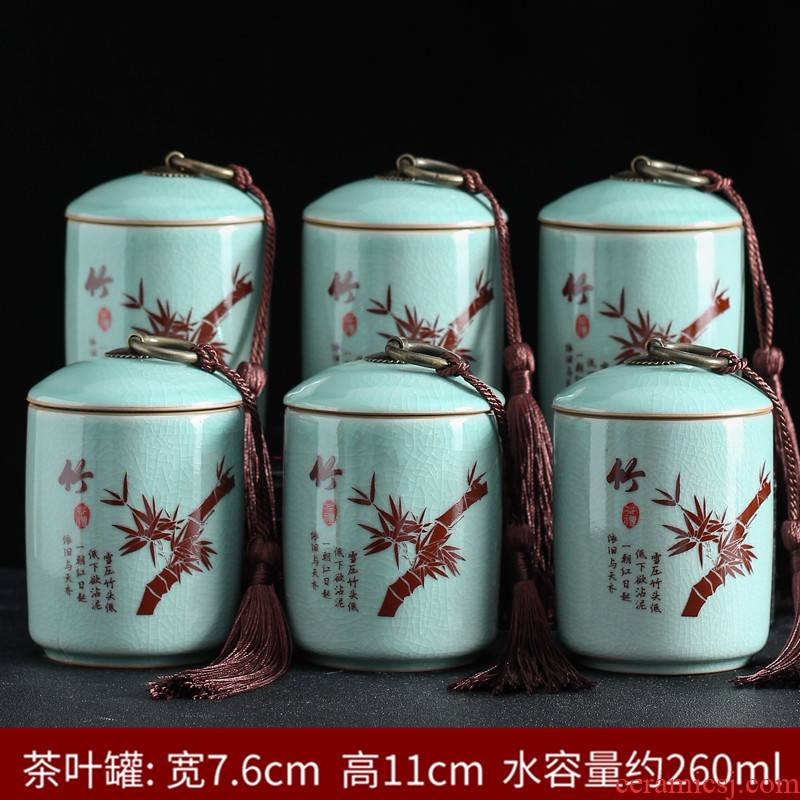 Elder brother up with ceramic POTS small caddy fixings pu 'er tea tea caddy fixings household seal storage tanks moistureproof the custom