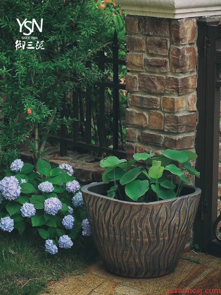 Royal three mud tank archaize flowerpot tank floor furnishing articles courtyard garden ceramics is increasing in cylinder bed balcony decoration
