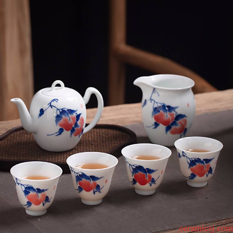 Jingdezhen hand - made porcelain cup sample tea cup work hand single cup teapot master cup home of kung fu tea set