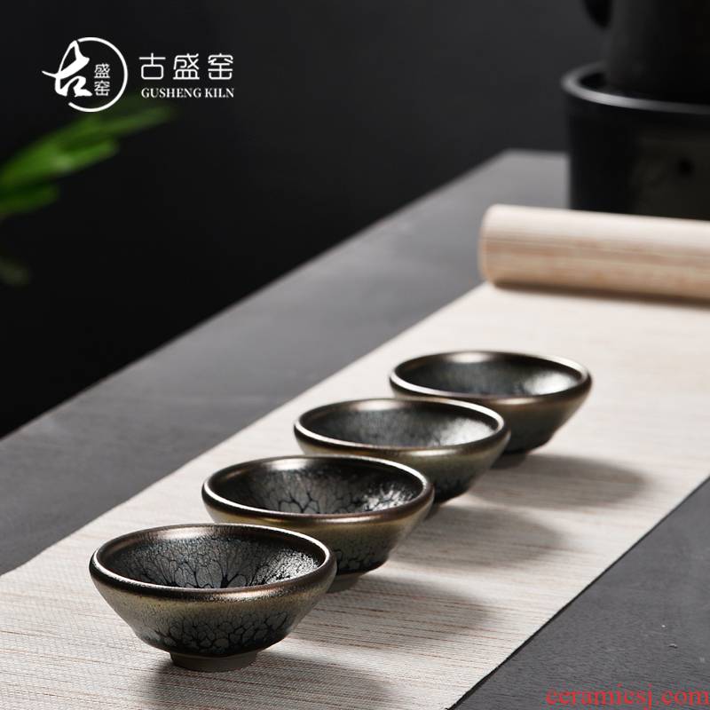 Ancient sheng up new gift boxes jianyang handiwork yellow partridge droplets folding of the expressions using masters cup ceramic lamps of iron ore