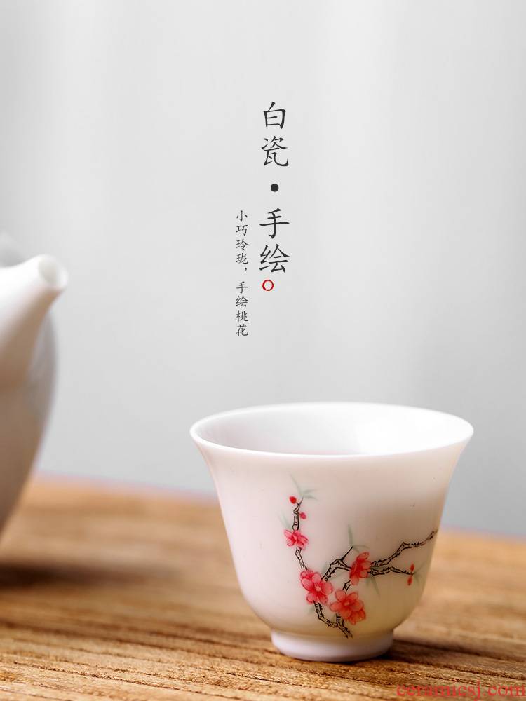 Master sample tea cup cup "women 's singles a jingdezhen hand - made ceramic kunfu tea cups white porcelain peach blossom put single cup of tea